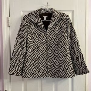 Chico’s Zigzag Blazer Cream & Brown Women’s Size 1 Small Jacket Coat